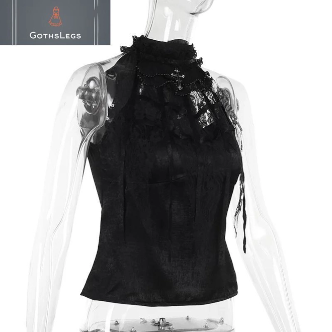 Additional Image for Gothic Lace Patchwork Tank Top Vest