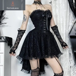 Gothic Lace Strapless Corset Dress