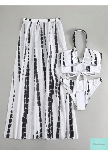 3-Piece Tie Dye Halter Bikini Set