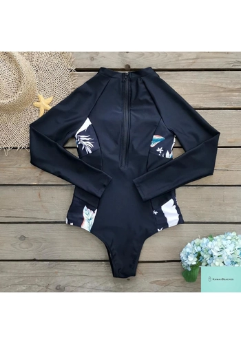 Womens Long Sleeve Surfing Swimsuit Monokini