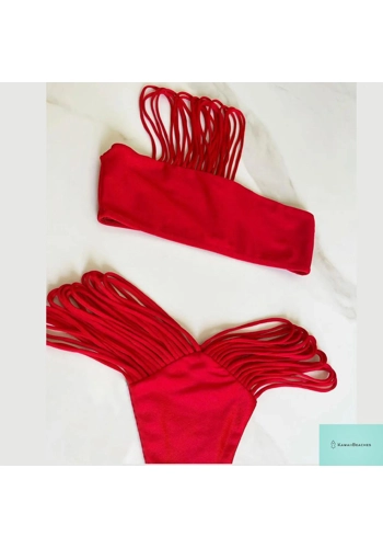 Kawaii Stripes Lace-Up Brazilian Bikini Set