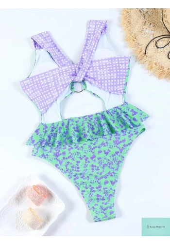 Kawaii Floral Ruffle One-Piece Swimsuit