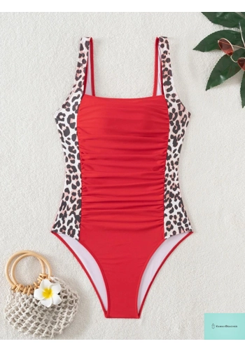 Leopard Print Backless One Piece Swimsuit