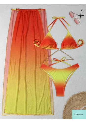 Womens Backless Beach Bikini Swimwear Set