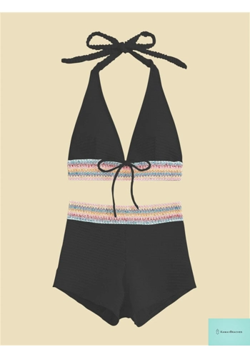 Stylish High Waist Halter Bikini Set