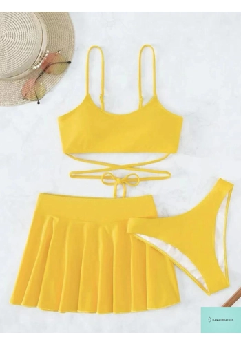 Crisscross Tie Back Bikini Swimsuit