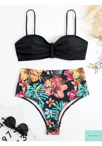 Tropical Print High Waist Bikini Set