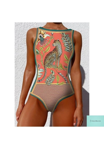 Womens Floral Lace Up Swimsuit