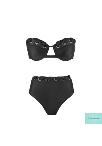 Golden High Waist Push Up Bikini