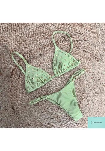 Stylish High Waist Golden Bikini Set