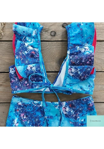 Floral Printed High Waist Bandage Bikini Set