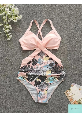 Kawaii Printed Halter One Piece Swimsuit