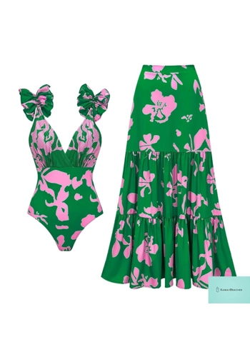 Womens Ruffle Deep V Swimsuit