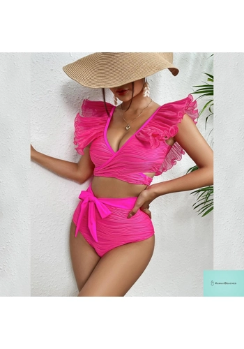 Womens High Waist Ruffle Bikini Swimsuit