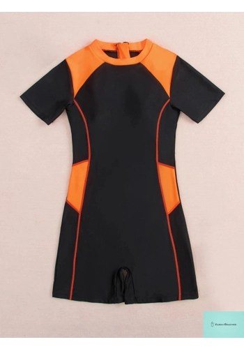 Kawaii Womens Slim Zipper One-Piece Swimsuit