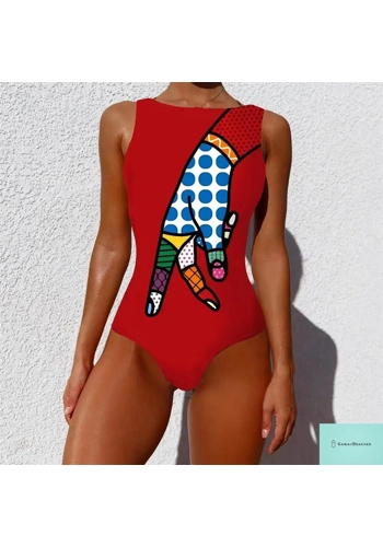 Striped Tropical Monokini Swimsuit for Women