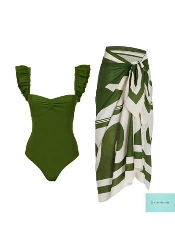 Floral Ruffle Push Up One Piece Swimsuit