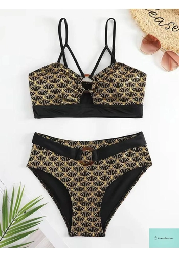 Metallic High Waist Push Up Bikini