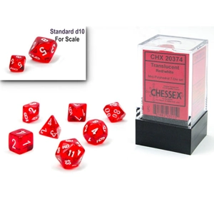 Chessex - Mini Translucent Polyhedral 7-Die Set - Red & White