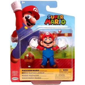 Super Mario 4 Inch Action Figure - Raccon Mario with Super Leaf