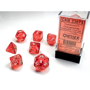 Chessex - Translucent Polyhedral 7 Dice Set - Orange & White
