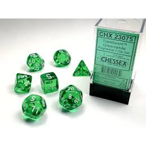 Chessex - Translucent Polyhedral 7 Dice Set - Green & White