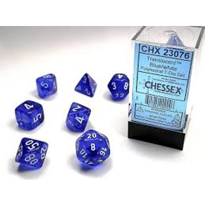 Chessex - Translucent Polyhedral 7 Dice Set - Blue & White