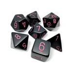 Chessex - Opaque Polyhedral 7 Dice Set - Black/Pink