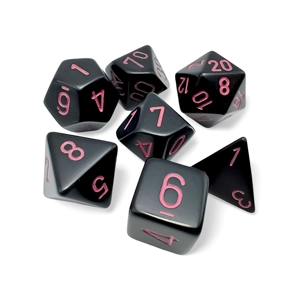 Chessex - Opaque Polyhedral 7 Dice Set - Black/Pink
