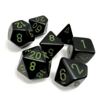 Chessex - Opaque Polyhedral 7 Dice Set - Black/Green