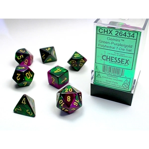 Chessex - Gemini Polyhedral 7 Dice Set - Green-Purple w/Gold
