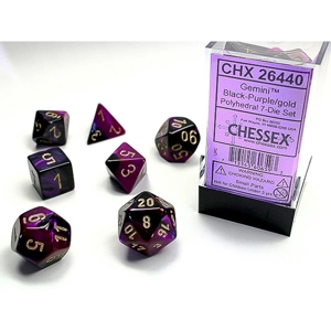 Chessex - Gemini Polyhedral 7 Dice Set - Black-Purple w/Gold