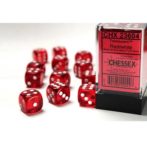 Chessex - Translucent 16mm D6 Dice Block - Red w/white