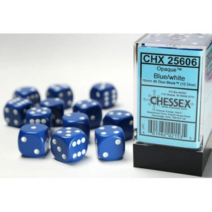 Chessex - Opaque 16mm D6 Dice Block - Blue w/White