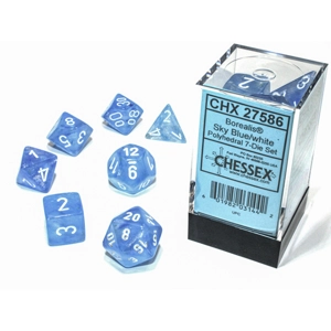 Chessex - Borealis Polyhedral 7 Dice Set - Sky Blue & White