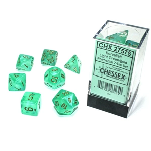 Chessex - Borealis Polyhedral 7 Dice Set - Luminary Light Green & Gold