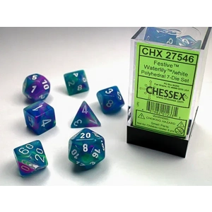 Chessex - Festive Polyhedral 7 Dice Set - Waterlily & White