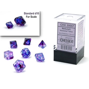Chessex - Mini Nebula Polyhedral 7 Die Set - Luminary Nocturnal Blue
