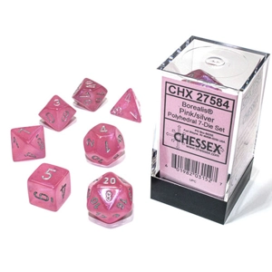 Chessex - Borealis Polyhedral 7 Dice Set - Luminary Polyhedral Pink & Silver