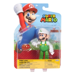 Super Mario 4 Inch Action Figure - Fire Luigi with Fire ball