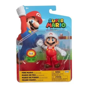 Super Mario 4 Inch Action Figure - Fire Mario with Fire Flower
