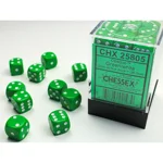 Chessex - Opaque 12mm D6 Dice Block - Green w/White