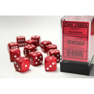 Chessex - Opaque 16mm D6 Dice Block - Red w/White