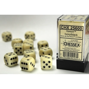 Chessex - Opaque 16mm D6 Dice Block - Ivory w/Black