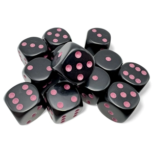 Chessex - Opaque 16mm D6 Dice Block - Black/Pink