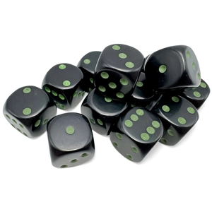 Chessex - Opaque 16mm D6 Dice Block - Black/Green