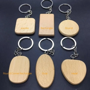 Beech Wood Keyrings - chain
