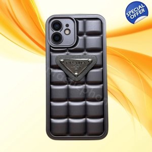 Prada Puffer Style Iphone Case Gun Metal Grey
