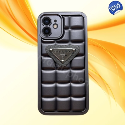 Prada Puffer Style Iphone Case Gun Metal Grey title=