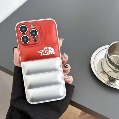 North Face Puffer Jacket Style Iphone Case Red/Black title=